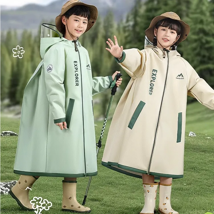 雨衣男女孩全身防水防暴雨小学生上学幼儿园带书包位雨披