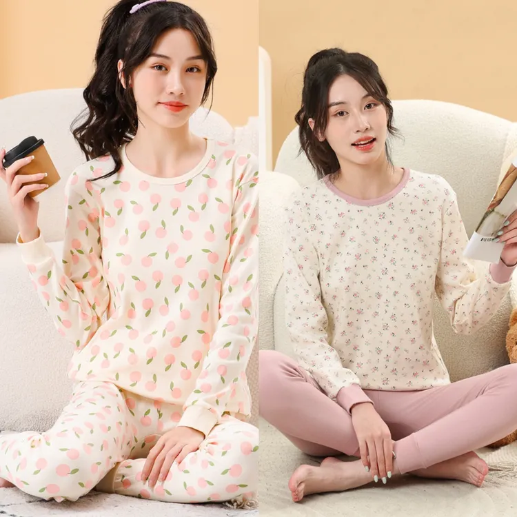 女大童秋衣秋裤纯棉女孩秋冬打底衫睡衣高中初中学生中领内衣套装