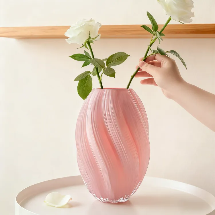 大号简约麦芽糖家居玻璃花瓶大号插花鲜花仿真花器客厅餐桌摆件商品图