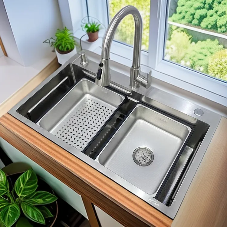 【5.0水晶锤纹】sus304不锈钢大单槽140加大下水口磨砂质感抗刮耐磨