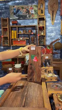 风化老门板丙烯画挂画