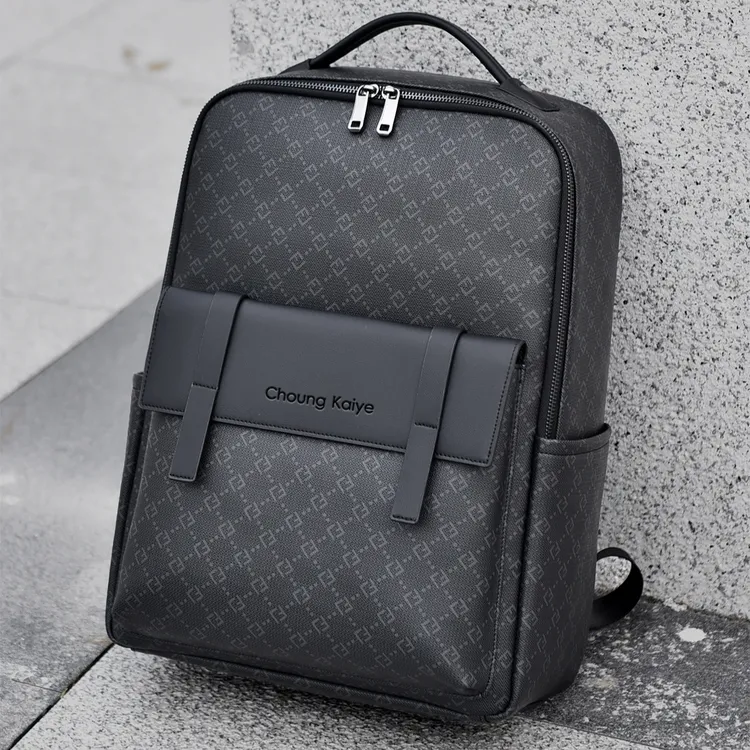 2025新款方格双肩包男背包大容量印花商务出差旅行通勤背包电脑包