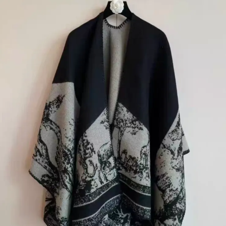 林间小鹿【秋款百搭】仿羊绒大披肩外搭气质高级感披风135x155cm