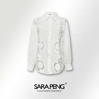 S.P冰肌玉骨/高组感进口亚麻纹理花刺绣镂空时髦边洋气衬衫上衣