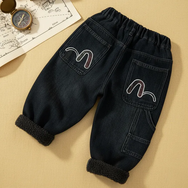 儿童加绒牛仔裤2025新款男童韩版冬装中小童洋气冬季加厚休闲长裤