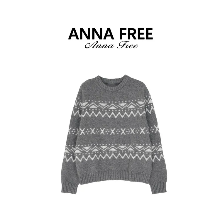 ANNA FREE 费尔岛羊毛针织毛衣圆领长袖秋冬新款内搭上衣女Z8738