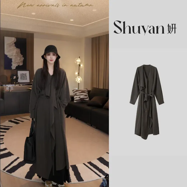 Shuyan妍【风衣裙】高品质天丝亚麻混纺风衣连衣裙639423