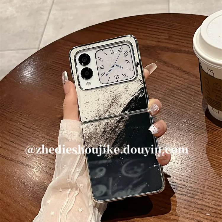 适用华为novaflip手机壳折叠屏新款高级小众黑白水墨画玻璃保护壳