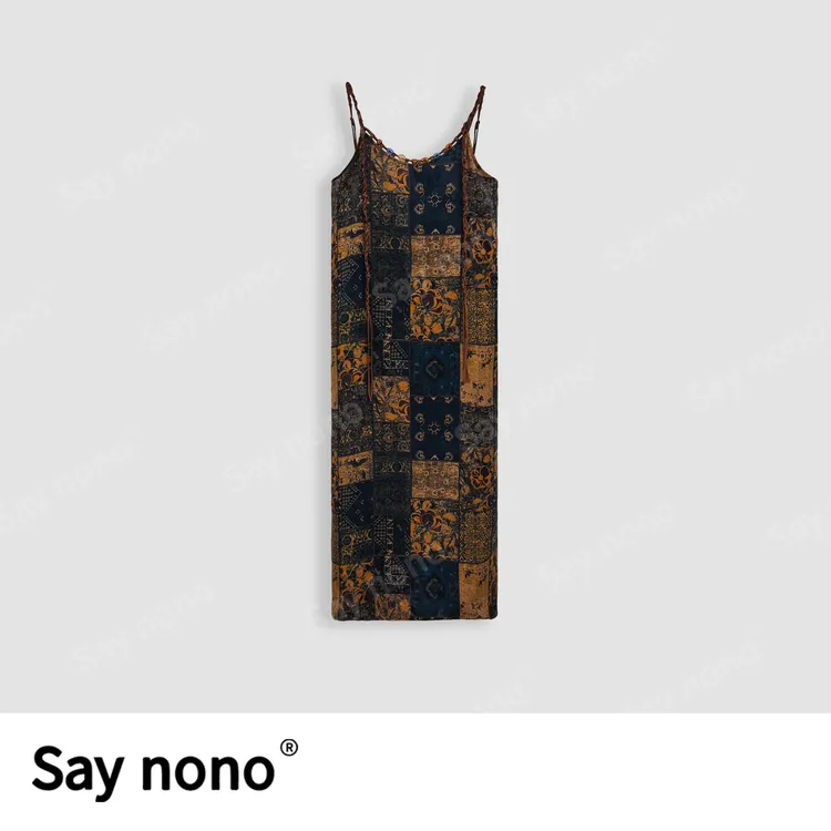 懒猫nono│Saynono 时尚国风轻奢桑蚕丝香云纱新中式连衣裙H07086X