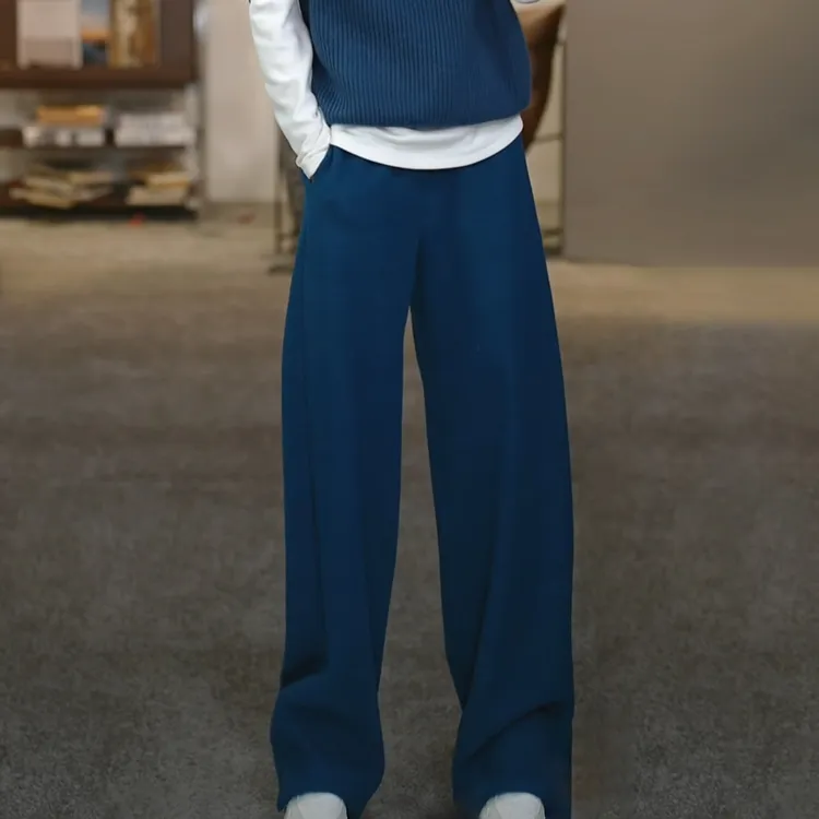 溶溶【暖绒糯米裤】RONGRONG 精纺羊毛混纺超绝拉腿显瘦休闲裤9293