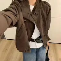 秋新复古经典款双排扣夹克小个子高级感机车短外套90289