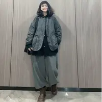 【若汐女装】欧版文艺复古格子夹棉气质显瘦宽松V领棉服6958