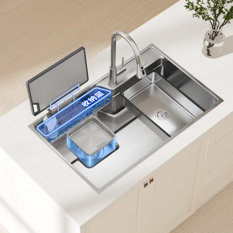 悍高304不锈钢水槽大单槽日式厨房洗菜盆台下盆洗碗池多宝集渣槽