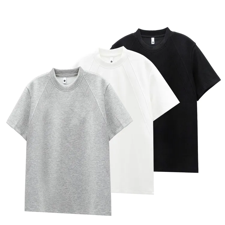 重磅液氨冰川棉简约纯色短袖T恤夏季街头宽松硬挺情侣半袖