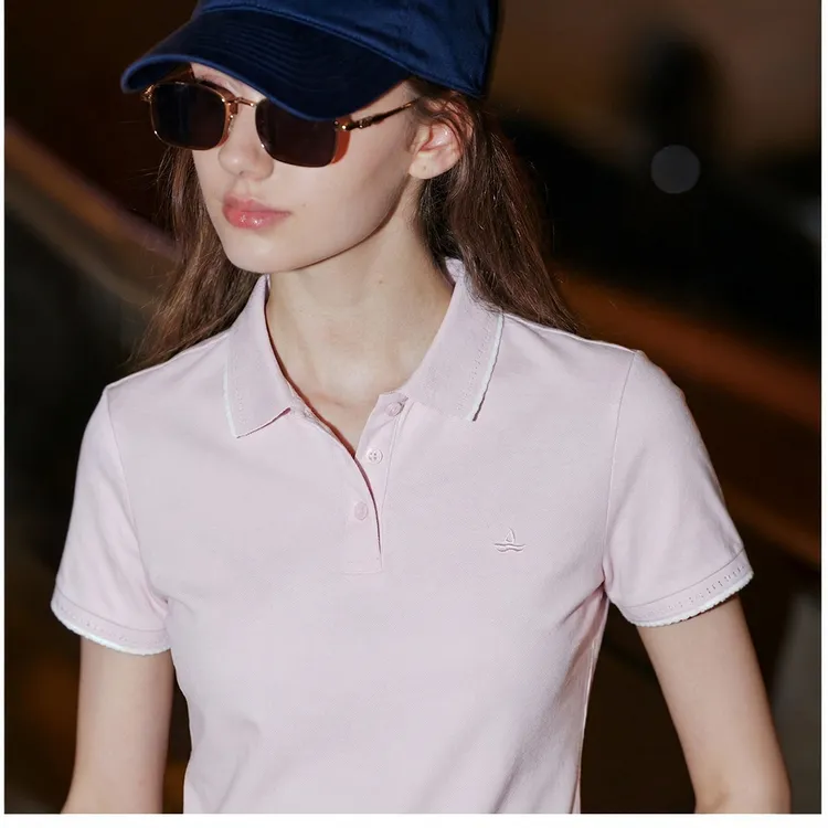 navigare意大利小帆船通勤休闲短袖POLO衫女夏季棉感透气翻领T恤商品图