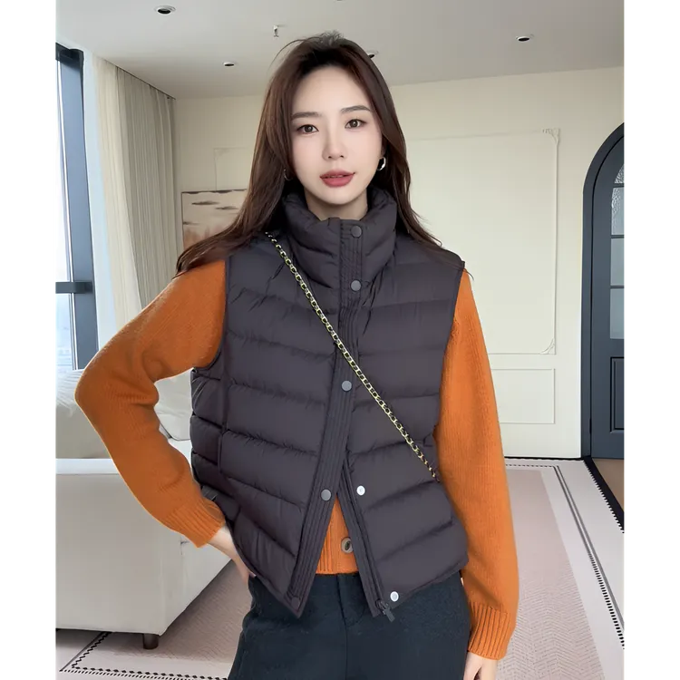 【余欢欢】秋季时尚百搭休闲气质保暖立领羽绒排骨马甲-YHW50842