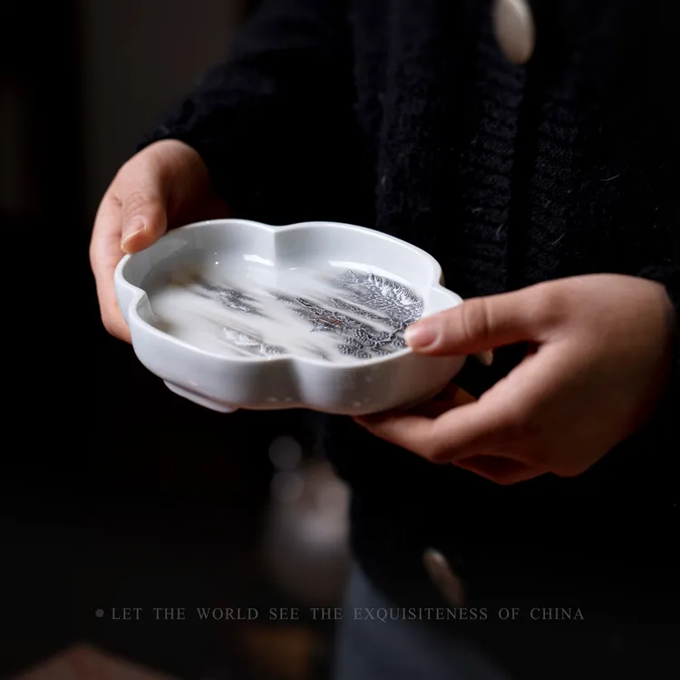 艺林堂藏珍系列粉彩梁园飞雪海棠壶承【景德镇纯手工茶具】