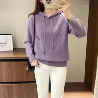 特！门店17&9！贴布连帽纯色女式针织衫Z00542