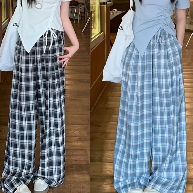 2025夏装新款胖mm大码女格子裤五一旅游时尚休闲出街衣服洋气衣服