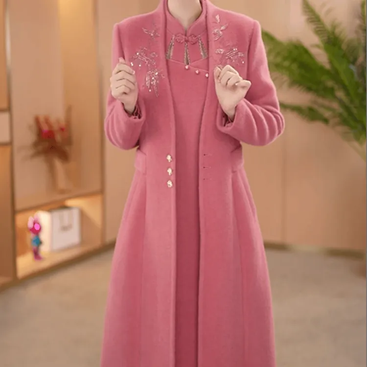 B288【风衣外套+连衣裙】2025秋冬新款高端优雅时尚显气质套装裙