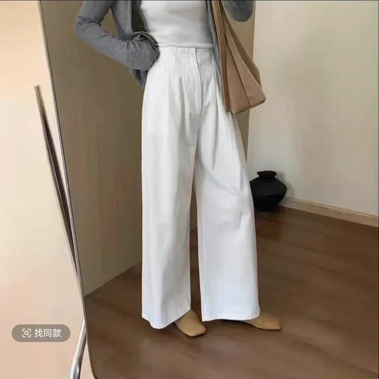 气质半松紧腰休闲裤2025春夏韩版百搭直筒显瘦休闲长裤女