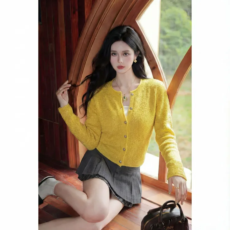 FANRUI/泛芮「法式绯绮」细闪羊毛拉毛时尚高级洋气针织开衫B19929