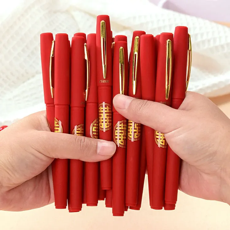 签字笔结婚婚礼专用礼簿签到红笔喜庆粗字体大容量1.0mm中性笔商品图