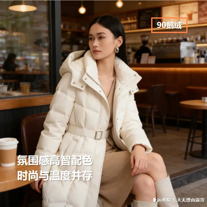 【波司登】25秋冬新款90鹅绒经典商务直充修身连帽过膝羽绒服4146