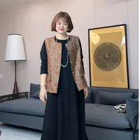【五爱专属】国风刺绣宽松型圆领拼接复古港风气质显瘦马夹碎花秋季