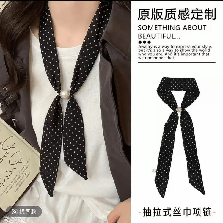 【2.0版NEW初春】韩系高级感印花长条丝巾氛围感飘带系脖装饰发带商品图