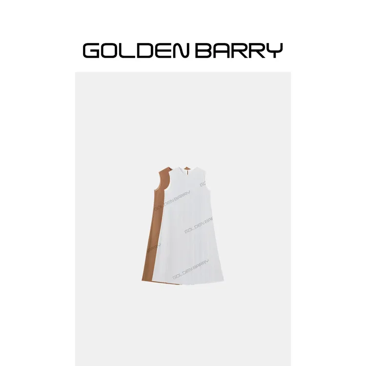 GOLDENBARRY「月下遇柔风」极简无袖连衣裙纯色裙子GB060913001