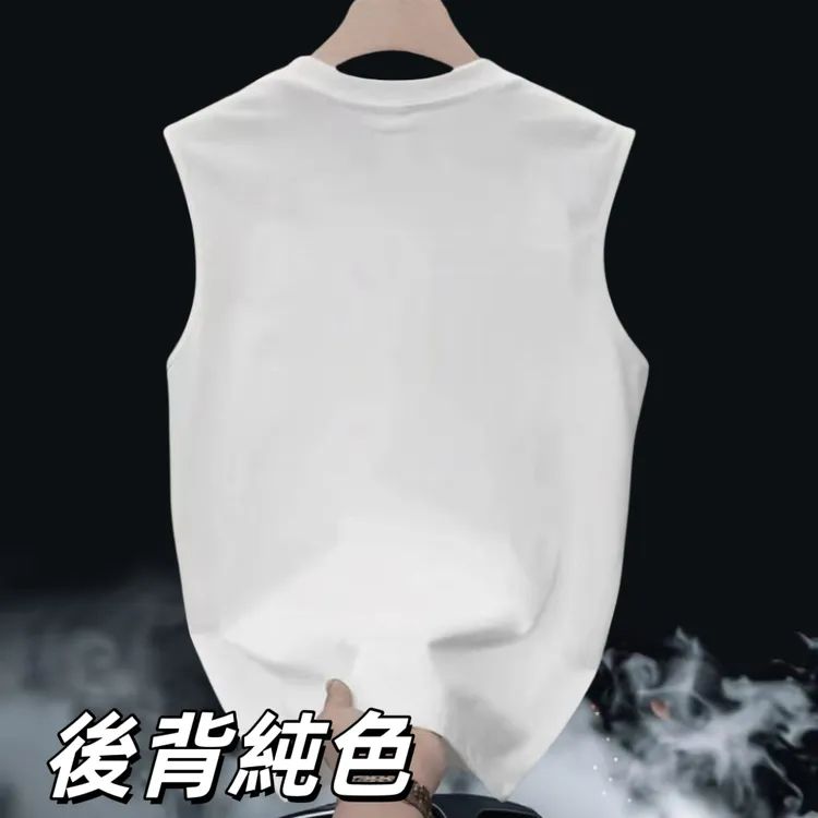 新款夏季宽松休闲美式个性印花男女圆领纯棉无袖背心T恤百搭潮流