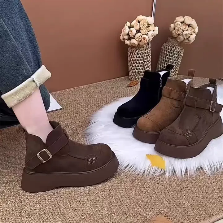 勃肯厚底棉鞋加厚马丁靴女2025增高新款复古冬季加绒保暖雪地短靴商品图