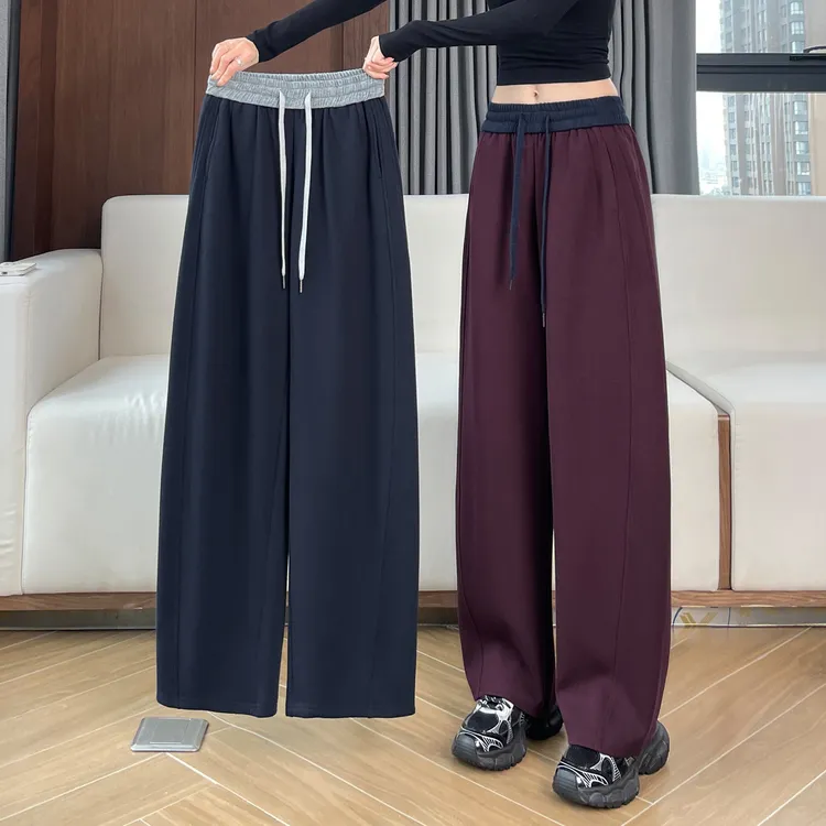 弯刀裤女款爆款2025新款秋冬季加绒加厚裤子宽松直筒运动阔腿裤女