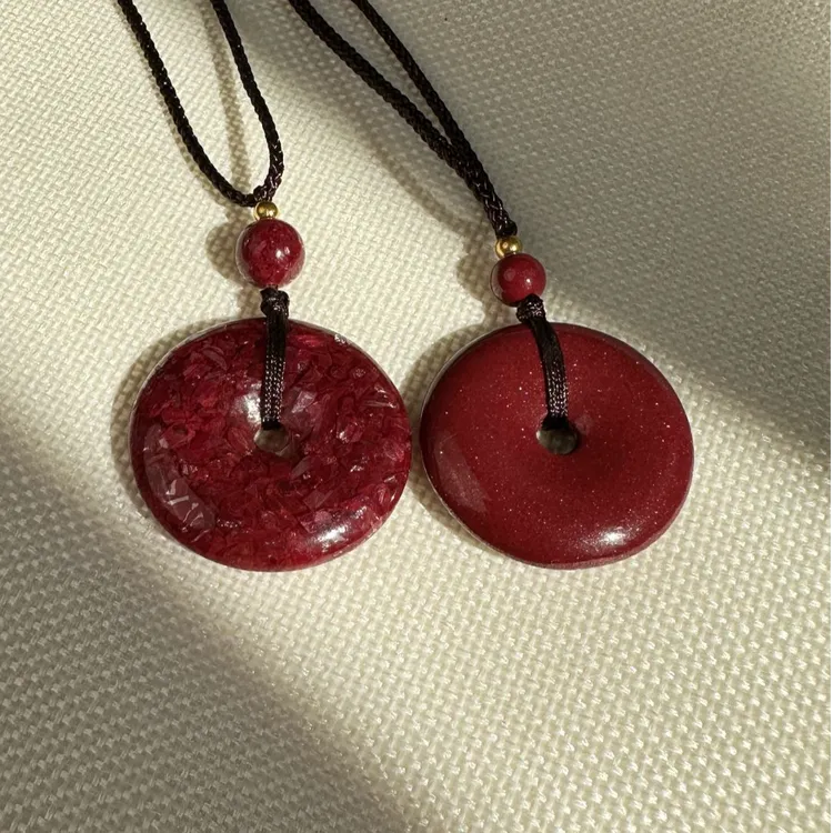 天然辰砂朱砂平安扣吊坠礼盒 晶体砂/紫金砂材质男女同款