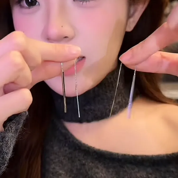 新款潮流苏耳线长款几何方形耳环设计感高级耳坠轻奢时尚耳饰1235