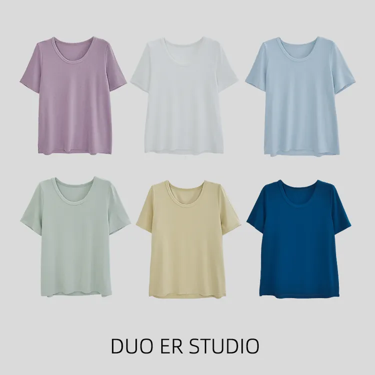 【朵儿studio】“云朵T”夏季清爽透气百搭T恤 D657