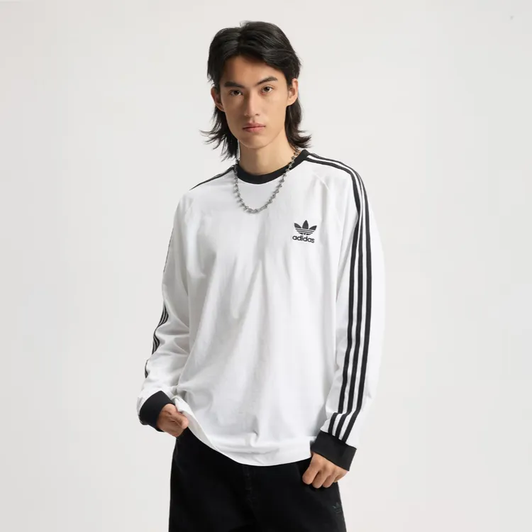 阿迪达斯 （adidas）男子复古穿搭纯棉运动修身长袖圆领T恤IA4879