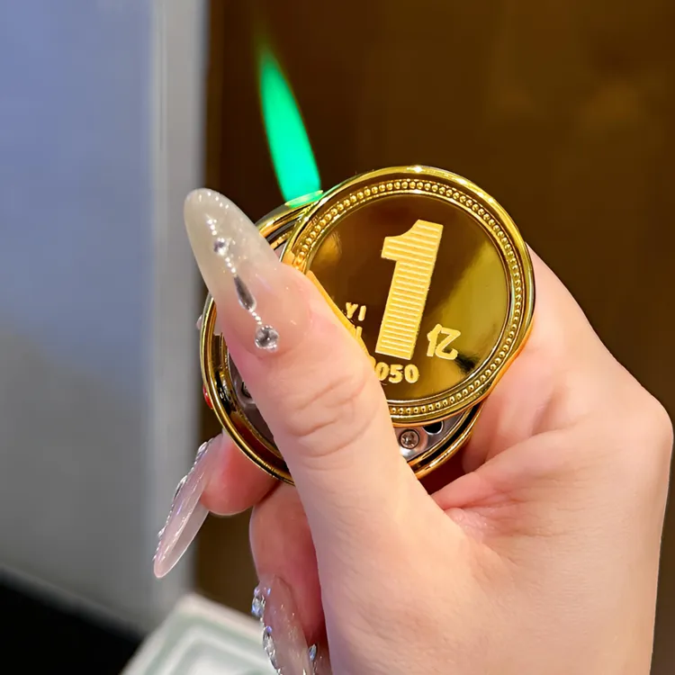 转1亿防风充气打火机带旋转陀螺绿焰时尚解压礼物创意金属送男友 