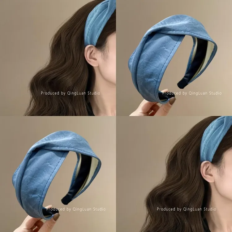 旺角茶餐厅~复古港风发箍女2025新款皮质交叉高颅顶头箍发带盘发