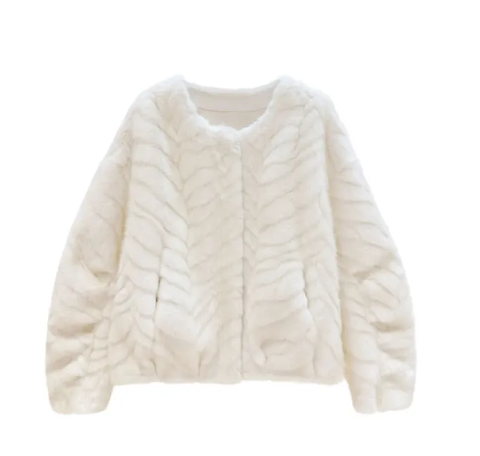 熙薇【暖迹织光】2025冬季新款休闲设计师时尚毛毛外套H6725