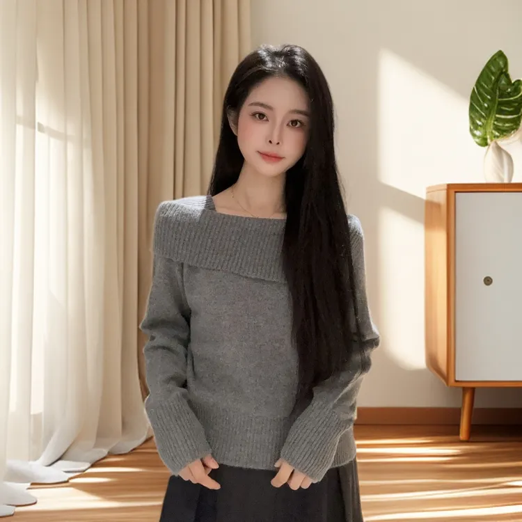 宿慕SUMU气质设计感秋季2025显瘦针织衫长袖女百搭时尚毛衣28358