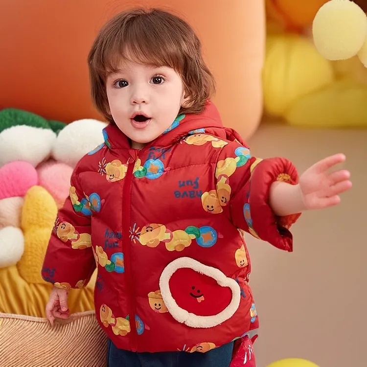 宝宝羽绒服婴幼儿衣服儿童外套2025新年拜年服中国红色春装外套潮