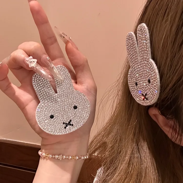 可爱卡通水钻米菲兔魔术贴小众轻奢高级感闪钻少女刘海贴个性发贴