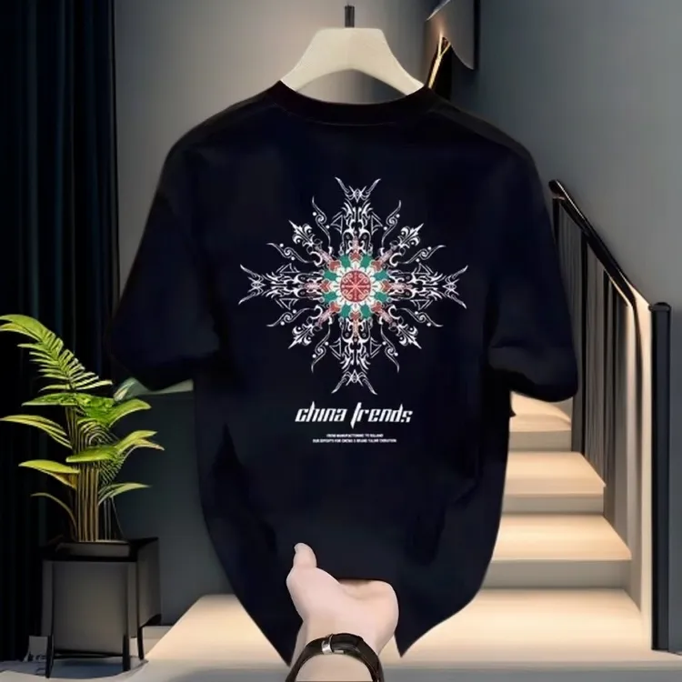 汇纳迪夏季重磅纯棉短袖T恤男士高档时尚休闲宽松百搭潮流半袖