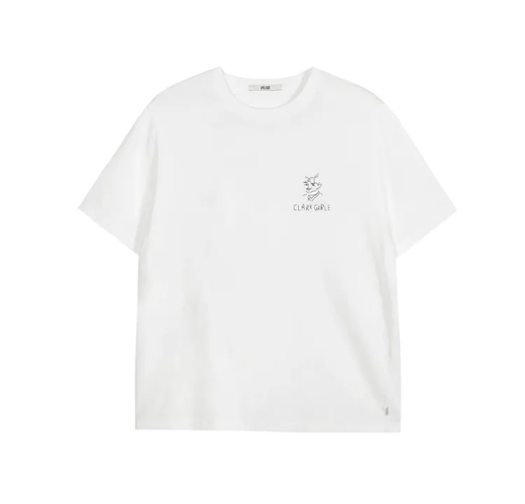 SPELLEDIT[顺丰包邮]25秋季新品盖博T恤时尚印花手绘设计宽松白色