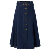 【众心专属】时尚A摆半身裙秋季高腰潮流排扣设计感中长款牛仔裙