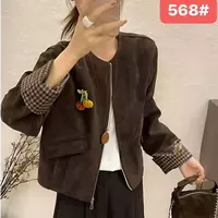 568秋季新款圆领拉链短款外套