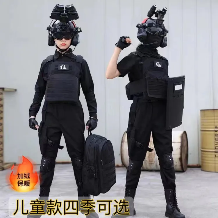 男女童黑猫警长演出服装儿童新年礼物儿童春秋长袖小特敬生日礼物