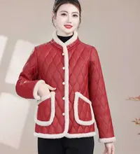 227#新款冬季加绒加厚PU软皮时尚休闲压格外套（XL~5XL 90~160斤）